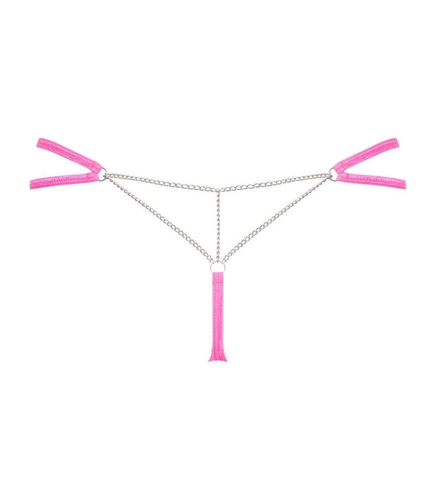 String sensuel rose à chaînes derrières taille L/XL - Obsessive