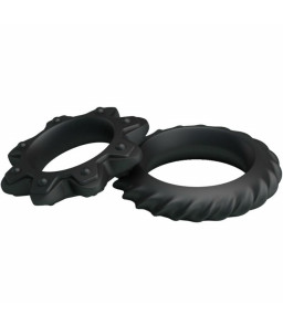 Kit de 2 anneaux péniens noir en silicone - Vibromasseur Pour Hommes Baile