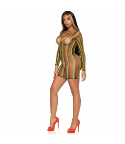 Robe sensuelle multicolore en filet à manches longues - Leg avenue
