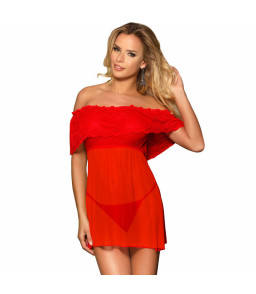 Robe sexy décolletée transparente avec string rouge L/XL - Subblime