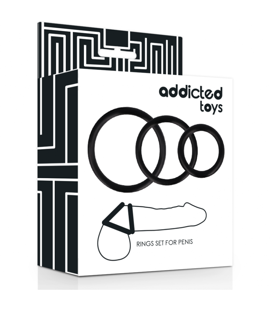 Kit de trois anneaux péniens ne caoutchouc noir - Adidicted Toys