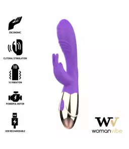 Vibromasseur Rabbit Femme Viora en silicone rechargeable Violet - Womanvibe | Nudiome