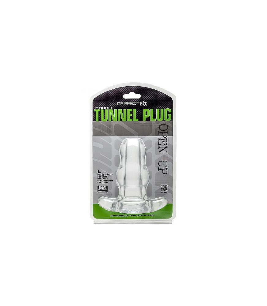 PERFECT FIT DOUBLE TUNNEL PLUG XL LARGE - TRANSPARENT