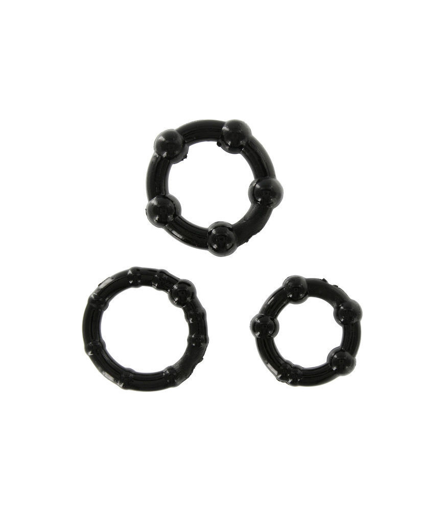 Kit de triple anneaux péniens noir - Seven Creations