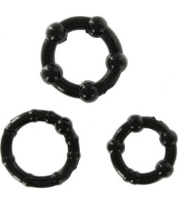 Kit de triple anneaux péniens noir - Seven Creations