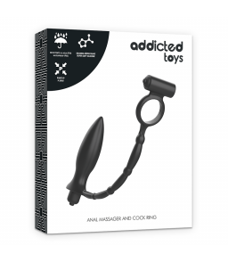 Anneau pénien+ masseur et cockring anal noir - Addicted Toys