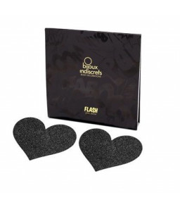 Cache-tétons érotiques noirs en cœur à silicone - Bijoux