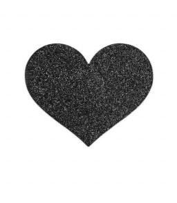 Cache-tétons érotiques noirs en cœur à silicone - Bijoux