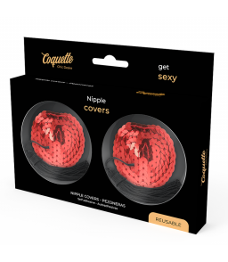 Cache-tétons sensuels rouges à paillettes avec pompons - Coquette