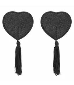 Cache-tétons élégants noirs en cœur à pompons - Coquette