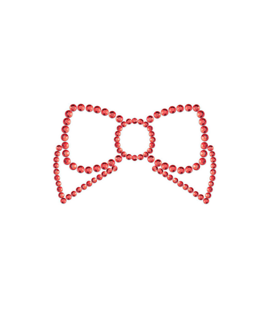 Couvre-tétons élégants rouges en forme de nœud à paillette Mimi - Bijoux