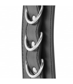 Menottes noires en cuir PVC moderne - Darkness Bondage