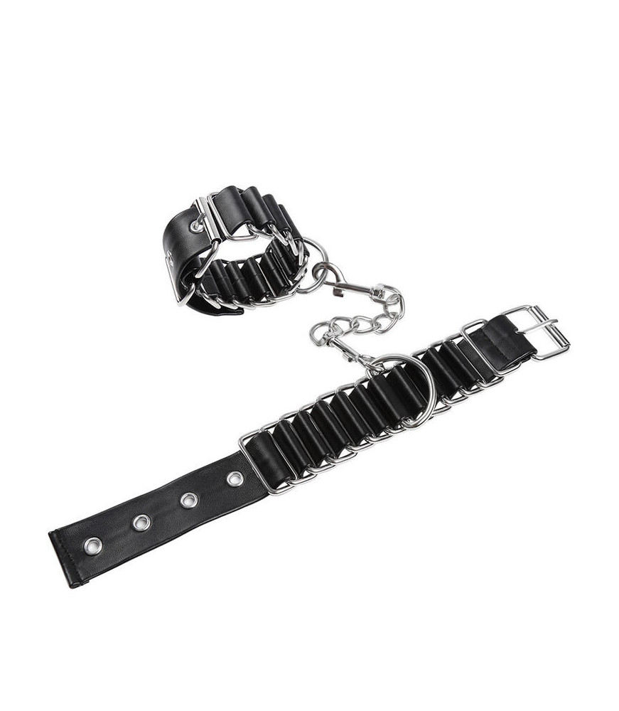 Menottes en forme de charnière avec bracelet en métal - Ohlala Fetish