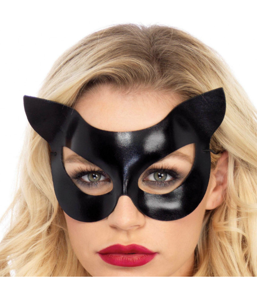 Masque catwoman vinillo noir pour bondage - Leg Avenue Accessories