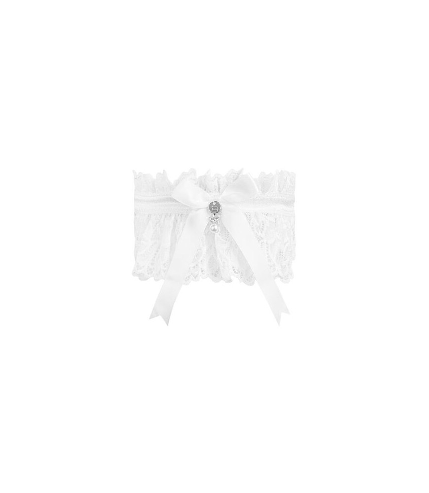 Jarretières coquines blanches à nœud en satin - Obsessive