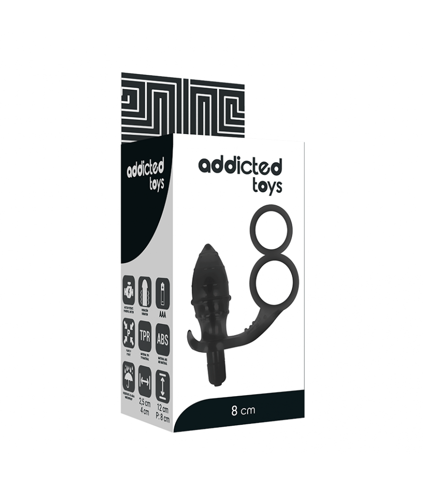Double anneaux péniens + plug anal noir - Addicted Toys