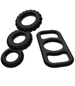Kit d'anneaux péniens en silicone noir - Addicted Toys