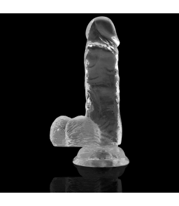 Dildo Ventouse Cock 15,5 x 3,5 cm avec Boules Transparent - X Ray