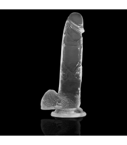 Dildo Ventouse Cock 22 x 4,6 cm avec Boules Transparent - X Ray