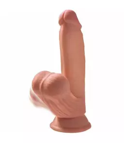 Gode Ventouse 3D 15,2 cm avec Balles Marron - King Cock Plus