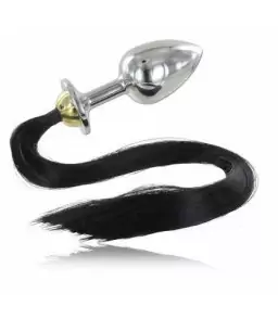 Plug Anal à Queue Cheveux Poney Tail Rosebud 8,89 cm Noir - Metal Hard