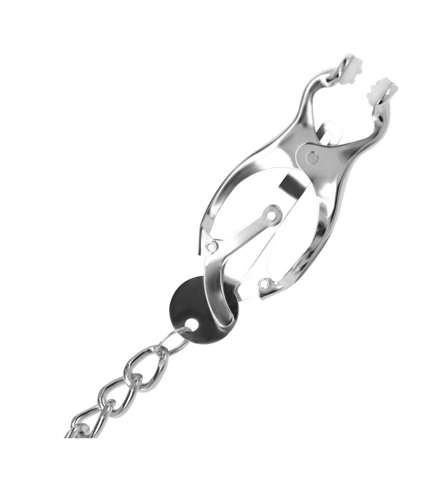 Pinces à tétons en métal avec chaine - Darkness Bondage