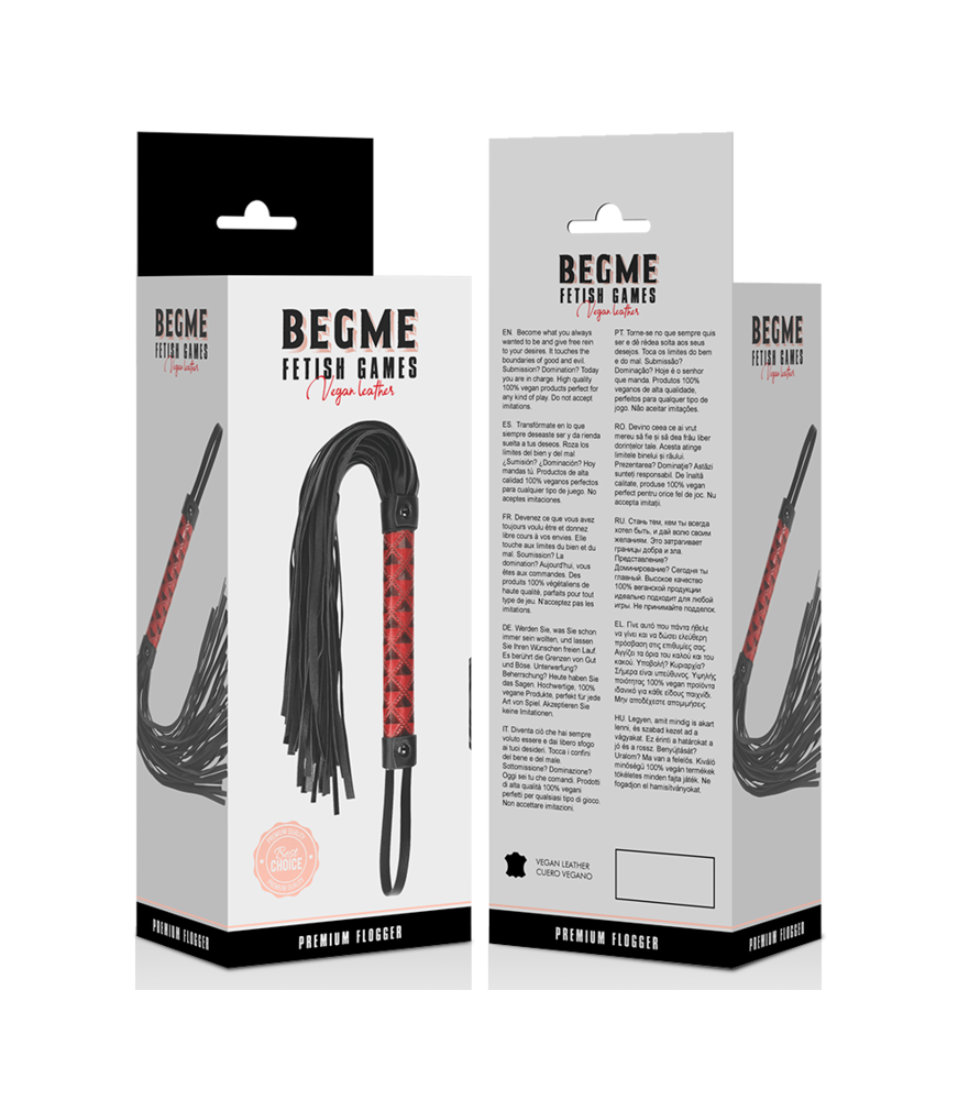 Cravache  pour bondage en cuir végétalien - Begme Red Edition