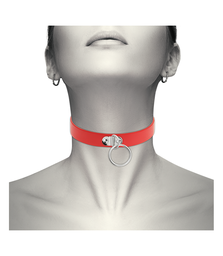 Collier sexuel rouge avec anneau - Coquette Accessories