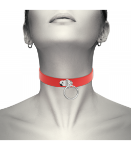 Collier sexuel rouge avec anneau - Coquette Accessories