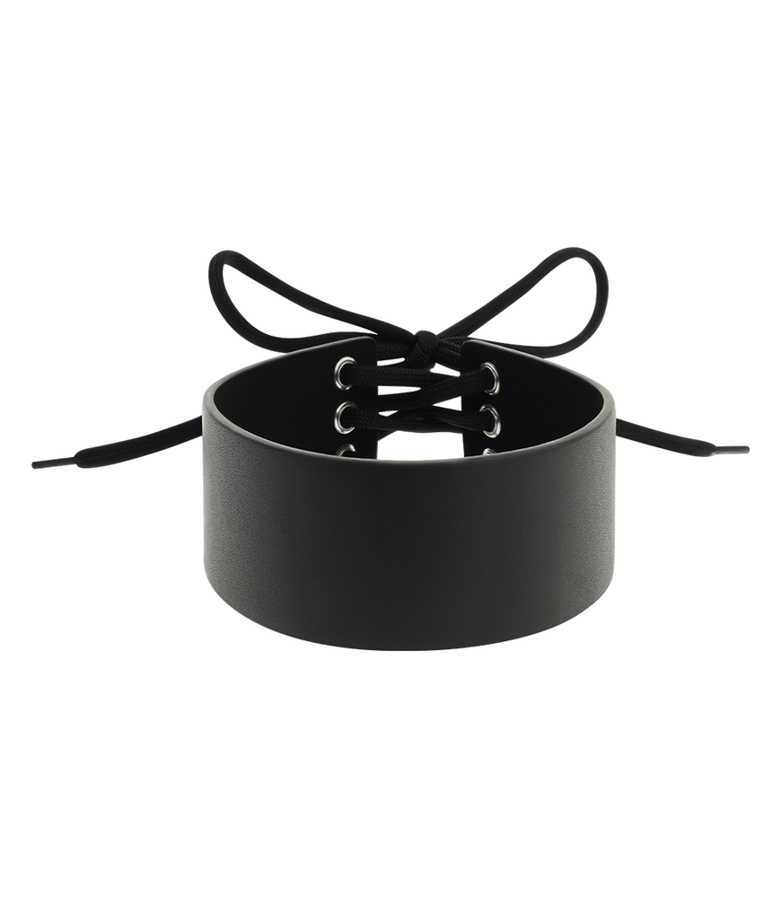 Collier sexuel noir en cuir vegetalien - Coquette Accessories