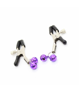 Pinces à tétons avec cloches violettes - Ohmama Fetish
