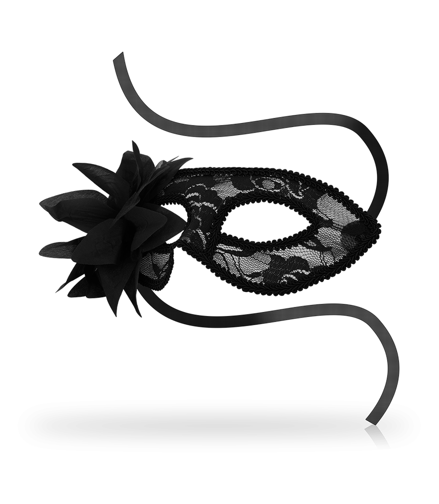 Masque pour bondage en style vénétien avec dentelle et fleur décorative - Ohmama masks