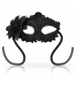 Masque de BDSM noir en style venetien avec rubans de satin - Ohmama Masks