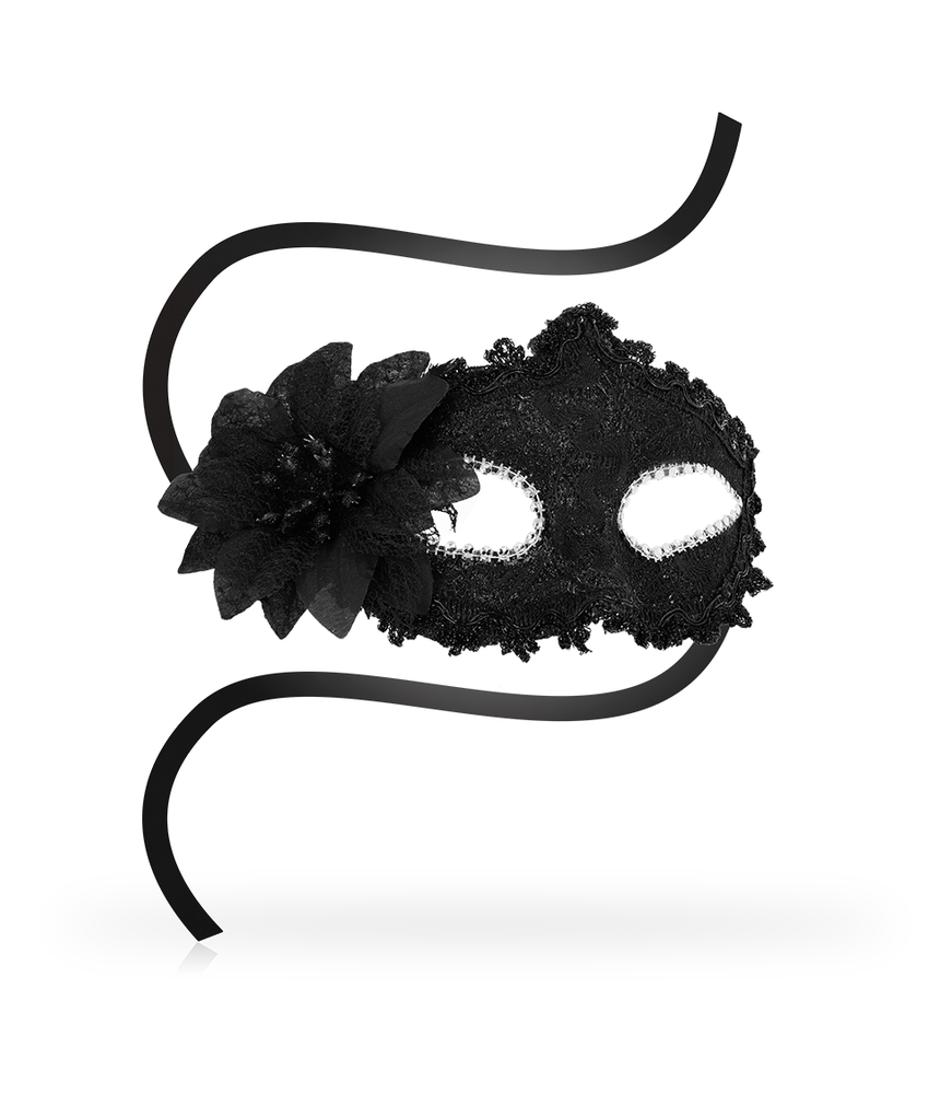 Masque de BDSM noir en style venetien avec rubans de satin - Ohmama Masks