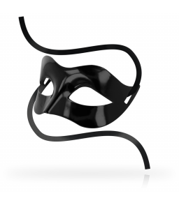 Masque de bdsm noir avec rubans en satin - Ohmama Masks