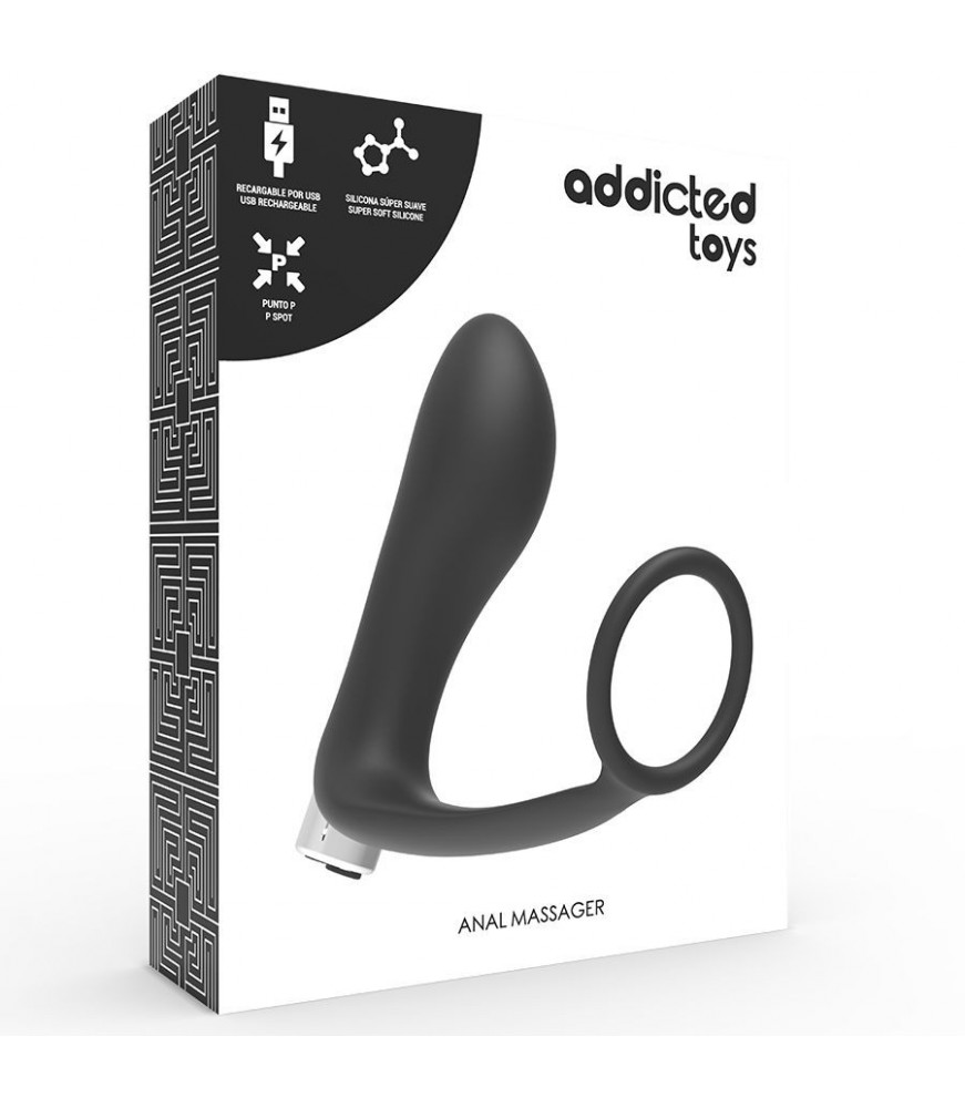 Anneau pénien + vibrateur homme noir - Addicted Toys