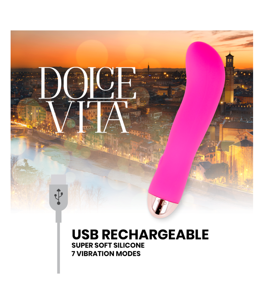 Mini Vibromasseur en silicone 7 Vitesses rose - DOLCE VITA