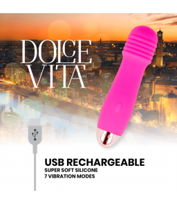 Mini Vibromasseur Wand Rechargeable silicone 7 Vitesses rose - Dolce Vita
