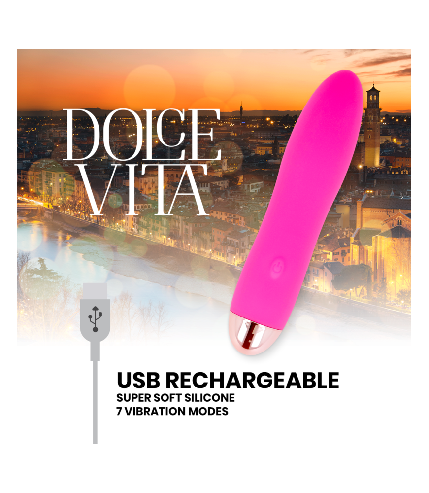 Mini Vibromasseur Rechargeable silicone 7 Vitesses rose - Dolce Vita
