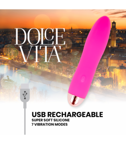 Mini Vibromasseur Rechargeable silicone 7 Vitesses rose - Dolce Vita