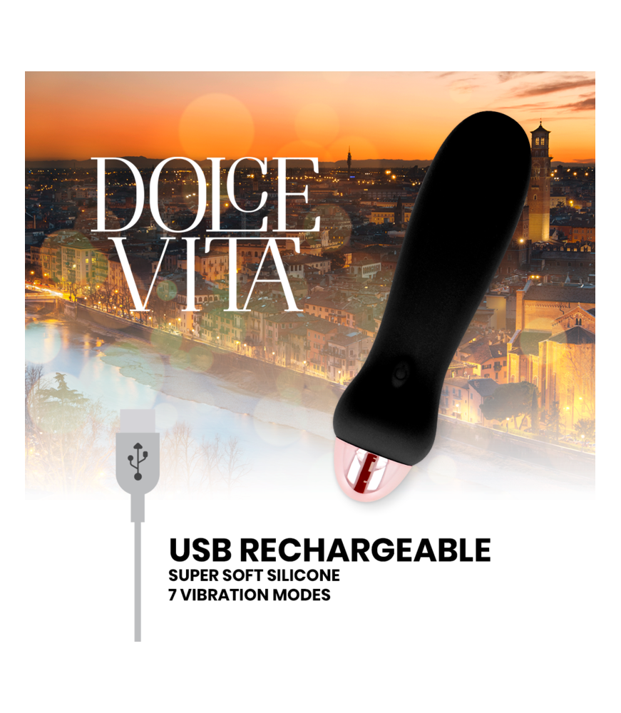 Mini Vibromasseur Rechargeable Super Soft noir 7 Vitesses - DOLCE VITA