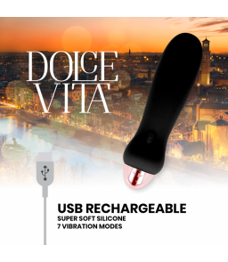 Mini Vibromasseur Rechargeable Super Soft noir 7 Vitesses - DOLCE VITA