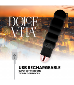 Mini Vibromasseur Rechargeable Super Soft silicone noir - Dolce Vita