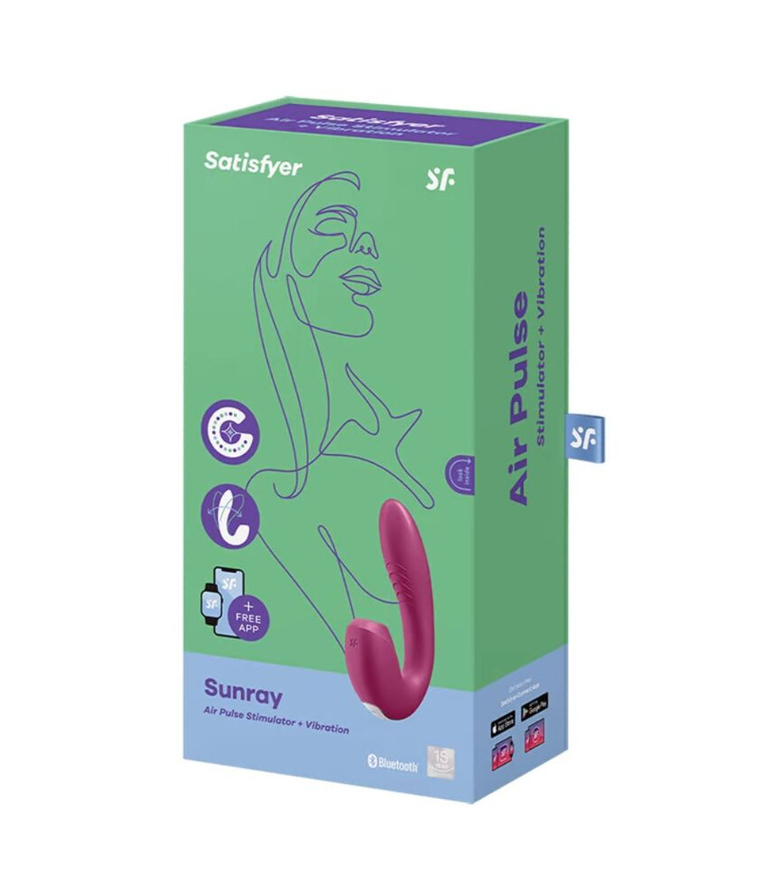 Double stimulateur de clitoris connecté sunray bordeaux - Satisfyer Connect