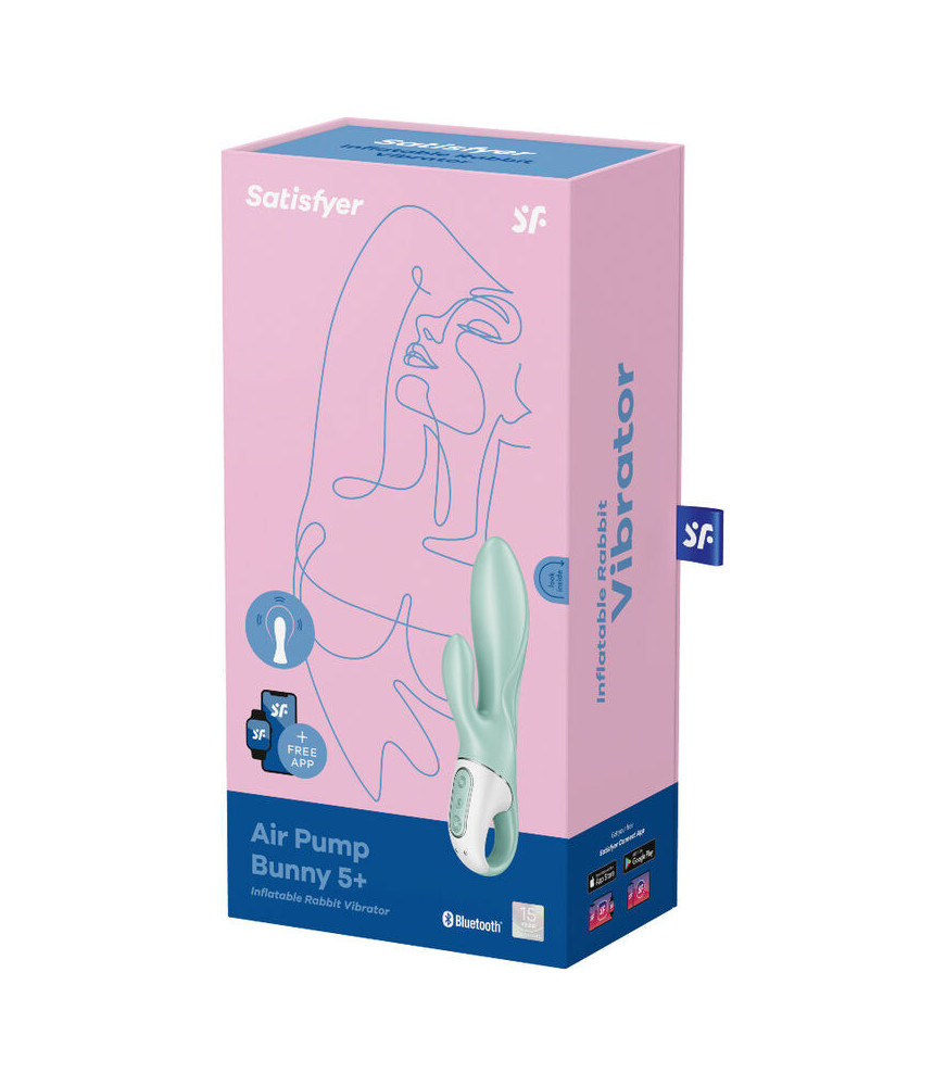 Vibromasseur Rabbit Lapin Gonflable Air Pump Bunny 5+ Vert - Satisfyer Connect | Nudiome
