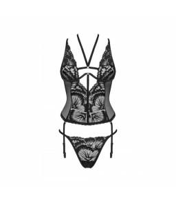 Ensemble lingerie fantaisie érotique corset à laçage au dos M/L - Obsessive