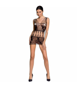 Robe coquine noire extensible avec broderies BS090 - Passion