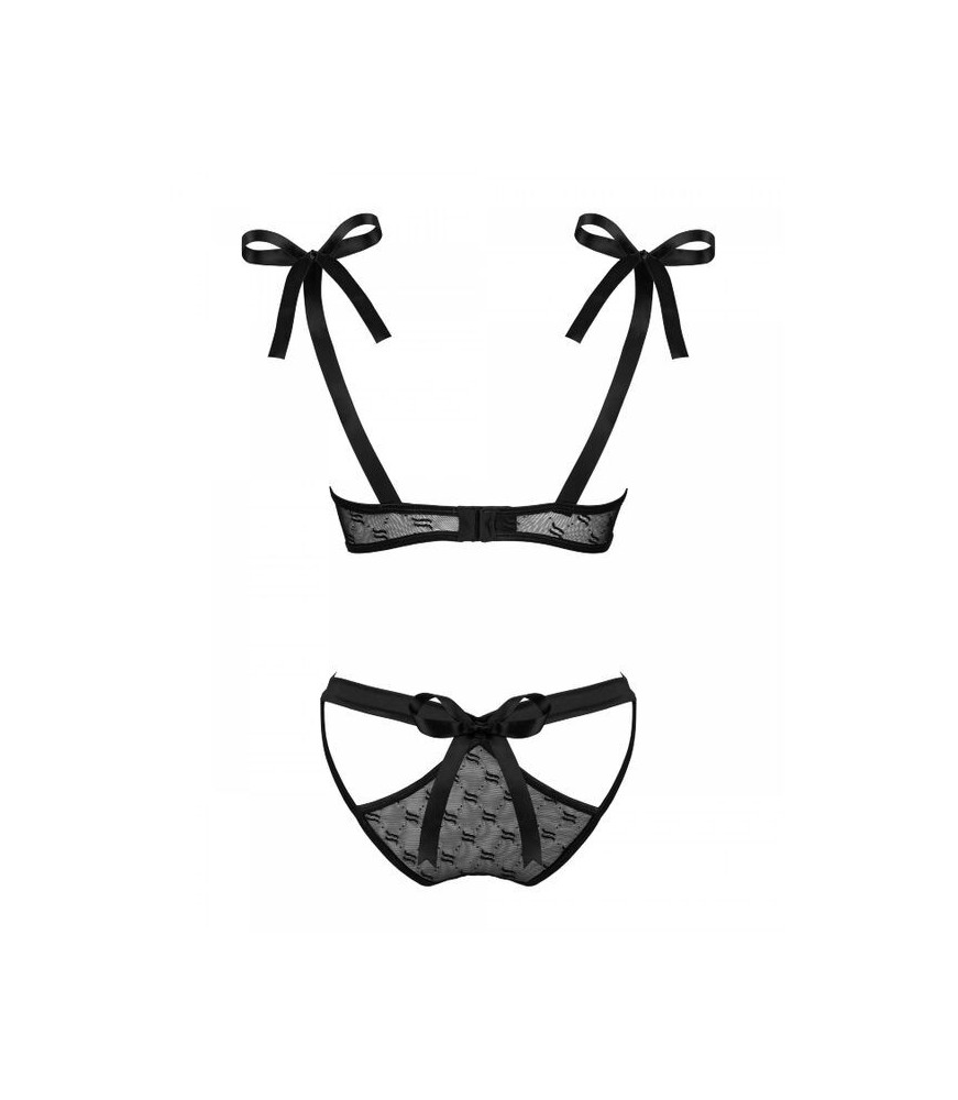 Ensemble sexy noir avec string à nœud et soutien-gorge réglable L/XL - Obsessive