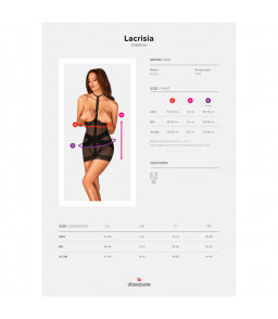 Nuisette sensuelle noire seins nus à harnais Lacrisia XL/XXL - Obsessive