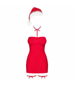 Costume de Noël sensuel rouge avec jarretières et tour de cou Kissmas  XXL - Obsessive